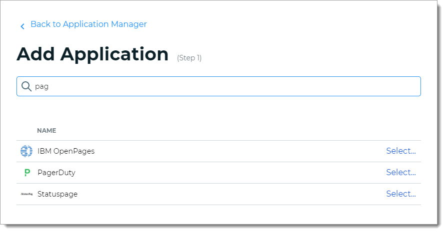 Select a third party application in the SecureAuth Identity Platform