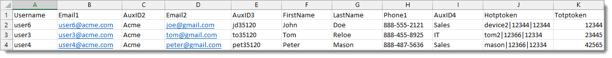 Hard token bulk upload CSV file