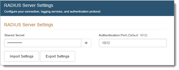RADIUS Server settings