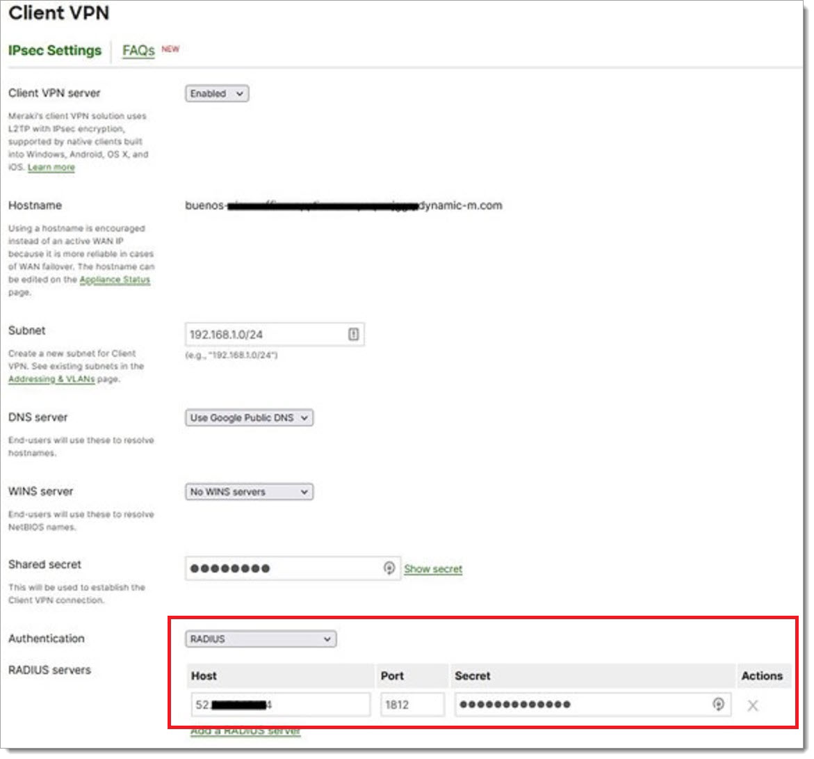 IPsec settings