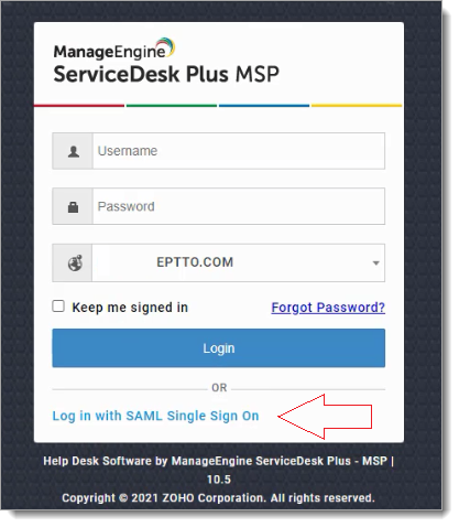 ServiceDesk Plus login