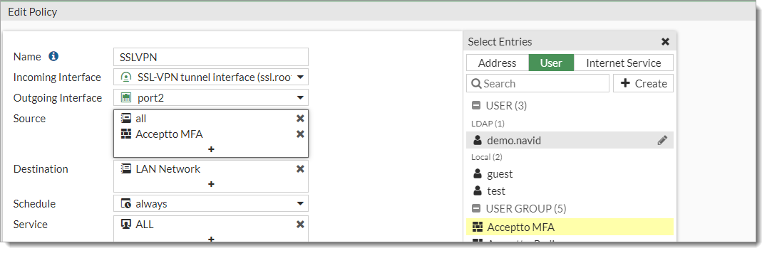 Edit firewall policy