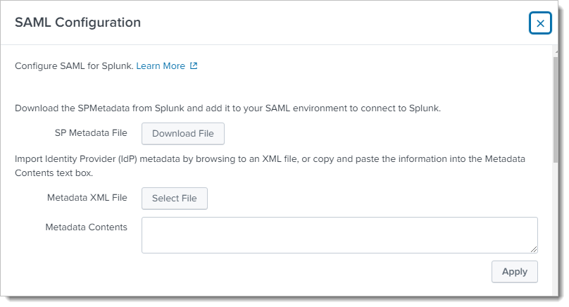 SAML configuration- metadata