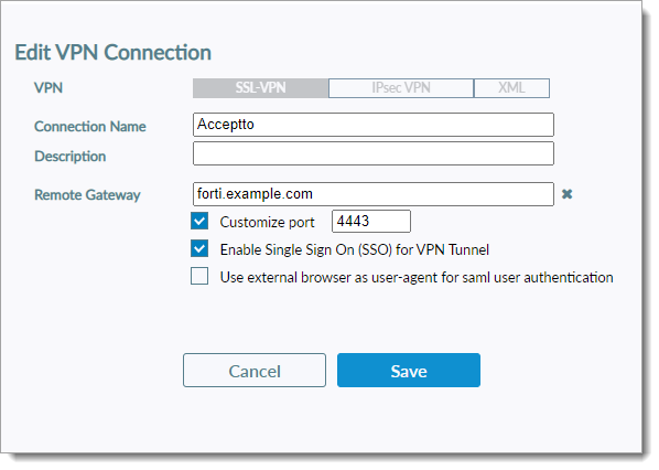 Edit VPN connection