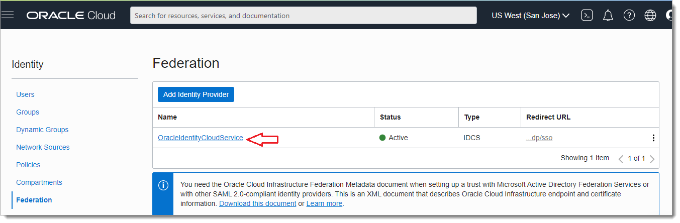 Oracle IDCS link 1