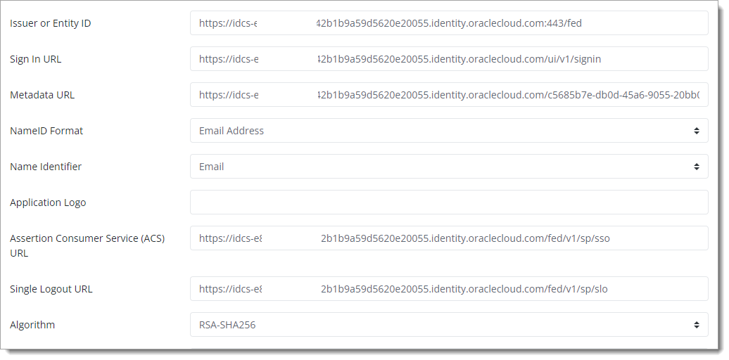 SAML configuration