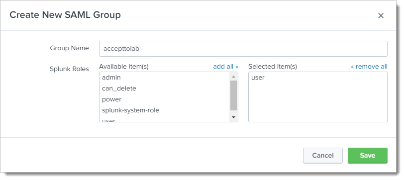 Create new SAML group