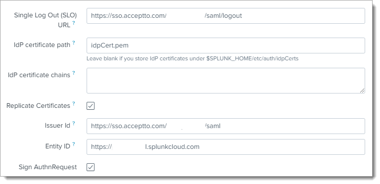 SAML general settings