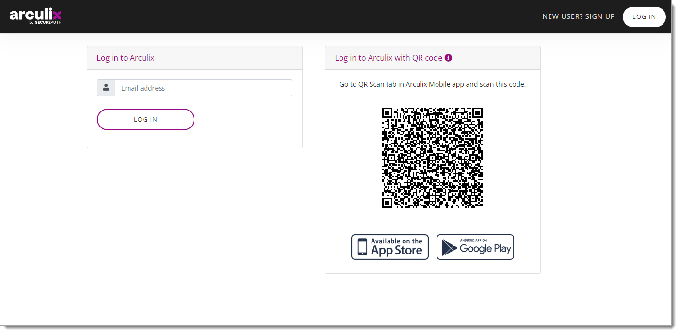 Arculix login page